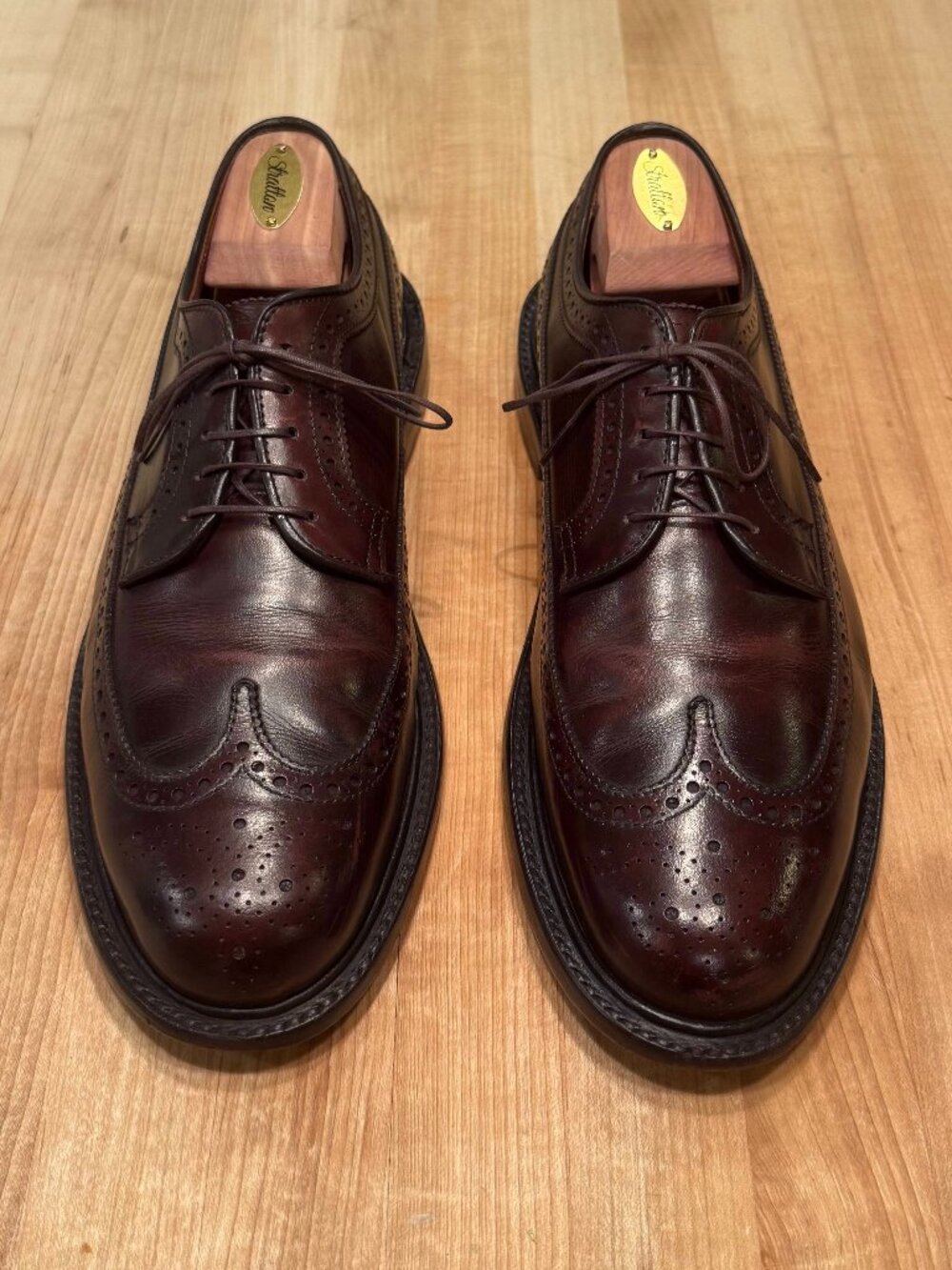 Alden for J.Crew Long Wing Bluchers in Dark Brown Calfskin 10.5 (97572)